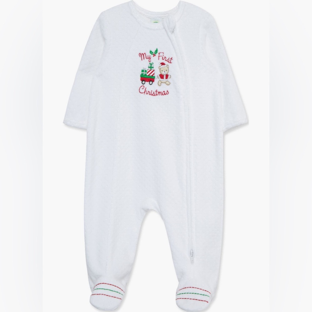 Little Me Holiday Velour Sleeper. Size 3mo